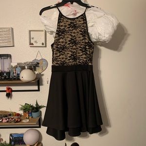 Tan and brown short formal dress